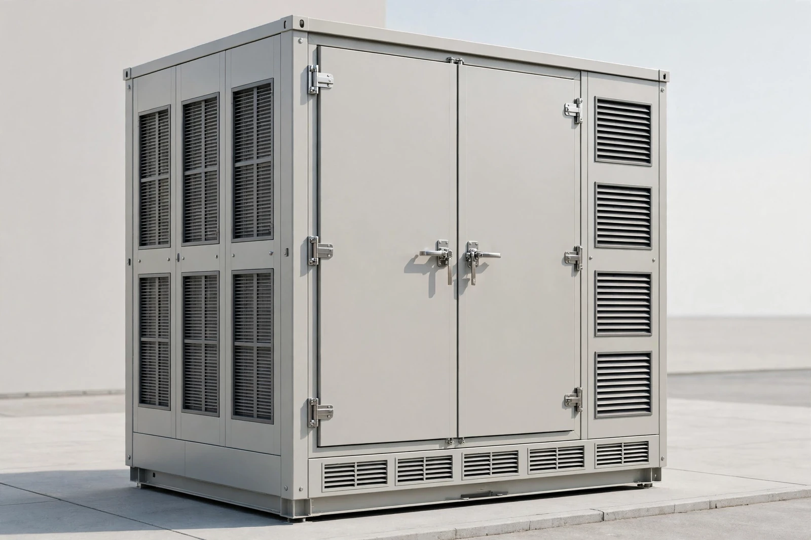Energy storage battery cabinets from Voltcore Energy Storage (sample image)